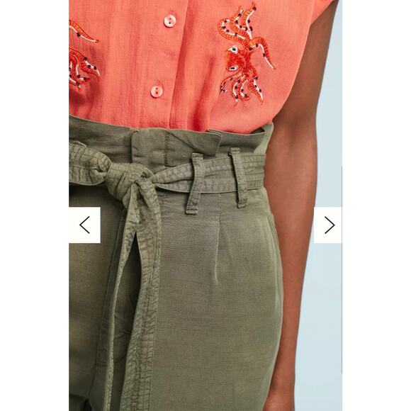 Anthropologie Blythe wide-leg cropped high-rise pants moss green - Picture 2 of 12